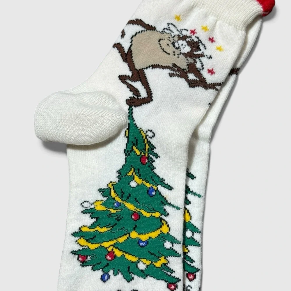 Vintage 1996 Looney Tunes Taz Christmas Sock NWT Ruffle Cuff 90s Kidcore Holiday